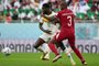 Senegals forward #09 Boulaye Dia (L) and Qatars defender #03 Karim Hassan Abdel fight for the ball during the Qatar 2022 World Cup Group A football match between Qatar and Senegal at the Al-Thumama Stadium in Doha on November 25, 2022. (Photo by OZAN KOSE / AFP)Editoria: SPOLocal: DohaIndexador: OZAN KOSESecao: soccerFonte: AFPFotógrafo: STF<!-- NICAID(15276315) -->