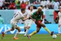 Serbias defender #04 Nikola Milenkovic (L) fights for the ball with Cameroons forward #13 Eric Maxim Choupo-Moting during the Qatar 2022 World Cup Group G football match between Cameroon and Serbia at the Al-Janoub Stadium in Al-Wakrah, south of Doha on November 28, 2022. (Photo by Adrian DENNIS / AFP)Editoria: SPOLocal: DohaIndexador: ADRIAN DENNISSecao: soccerFonte: AFPFotógrafo: STF<!-- NICAID(15278501) -->