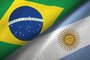 Argentina and Brazil two flags textile cloth fabric texture *A PEDIDO DE JULIANA BEVILAQUA* Argentina and Brazil flags together relations textile cloth fabric texture - Foto: Oleksii/stock.adobe.comFonte: 248666728<!-- NICAID(15279761) -->