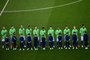 Brazils teammates sing the national anthem prior to the Qatar 2022 World Cup Group G football match between Cameroon and Brazil at the Lusail Stadium in Lusail, north of Doha on December 2, 2022. (Photo by Anne-Christine POUJOULAT / AFP)Editoria: SPOLocal: DohaIndexador: ANNE-CHRISTINE POUJOULATSecao: soccerFonte: AFPFotógrafo: STF<!-- NICAID(15284163) -->