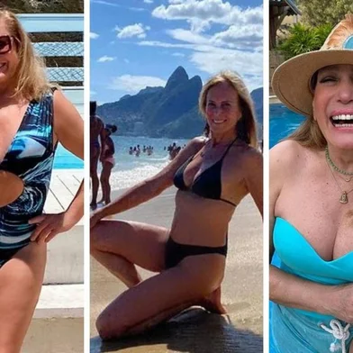 O verão das 70+: famosas curtem praias e piscinas sem medo de mostrar o corpo<!-- NICAID(15313873) -->
