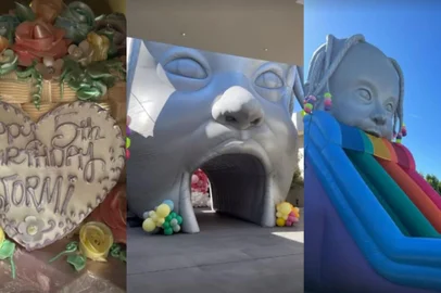 Cabeça inflável e roupas personalizadas: os detalhes da festa da filha de Kylie Jenner<!-- NICAID(15338032) -->