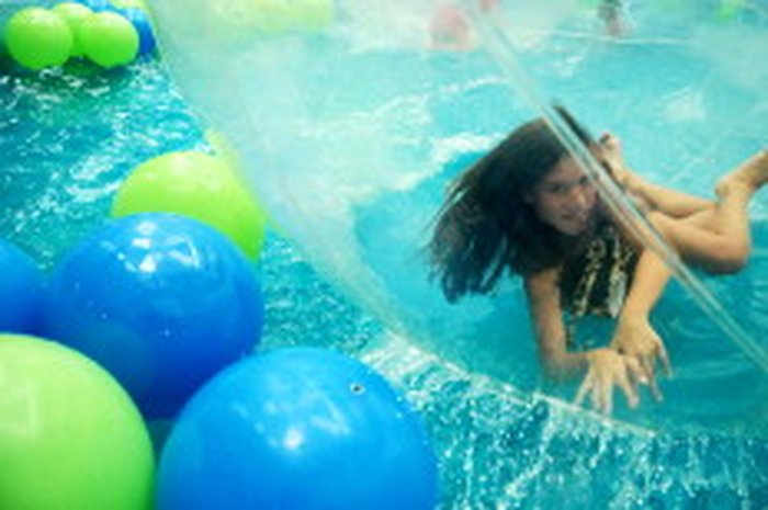 Água inflável gigante amarela/azul brinca a bola humana da bolha da água