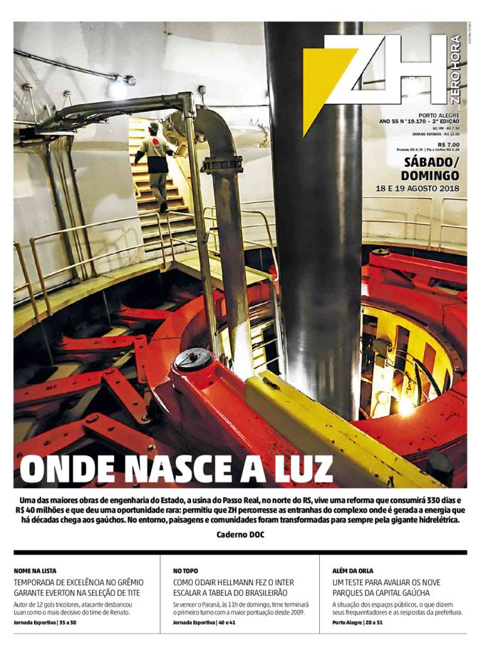 Capa da ZH de hoje 18/08/2018